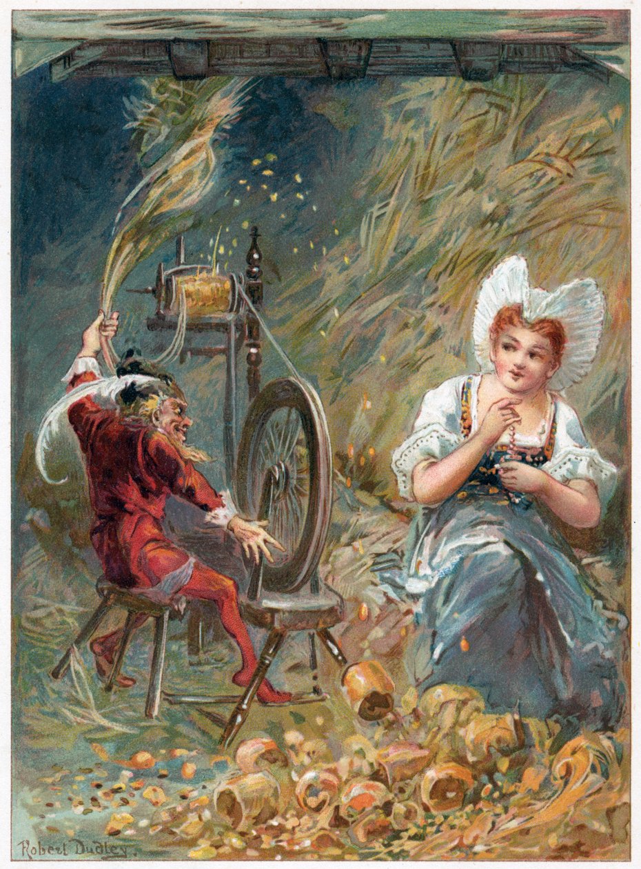 Rumpelstiltskin filant, illustration de 