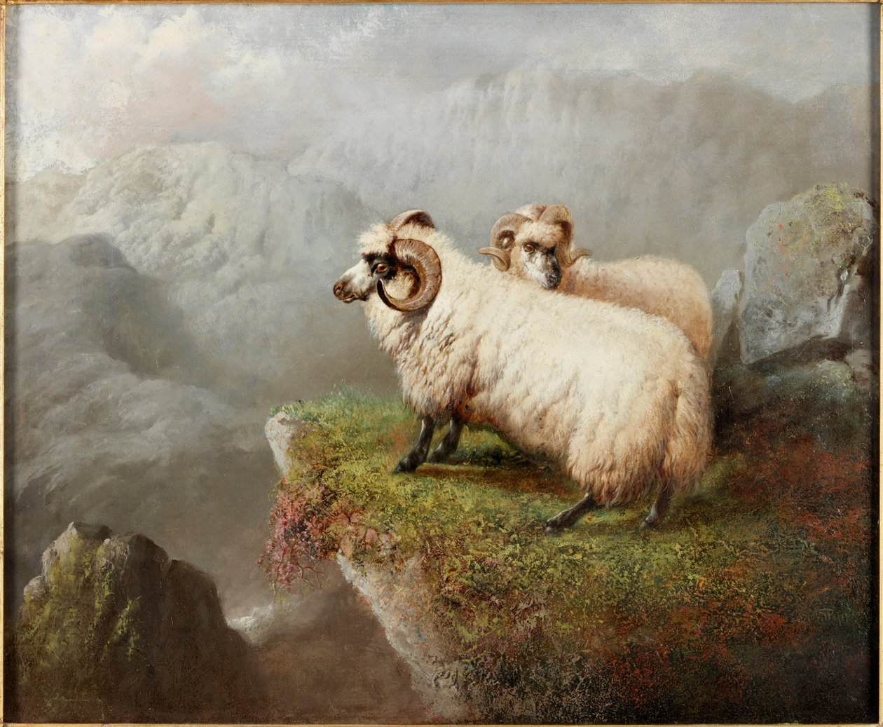 Moutons au bord d'une falaise, vers 1865-68 | George Hepper