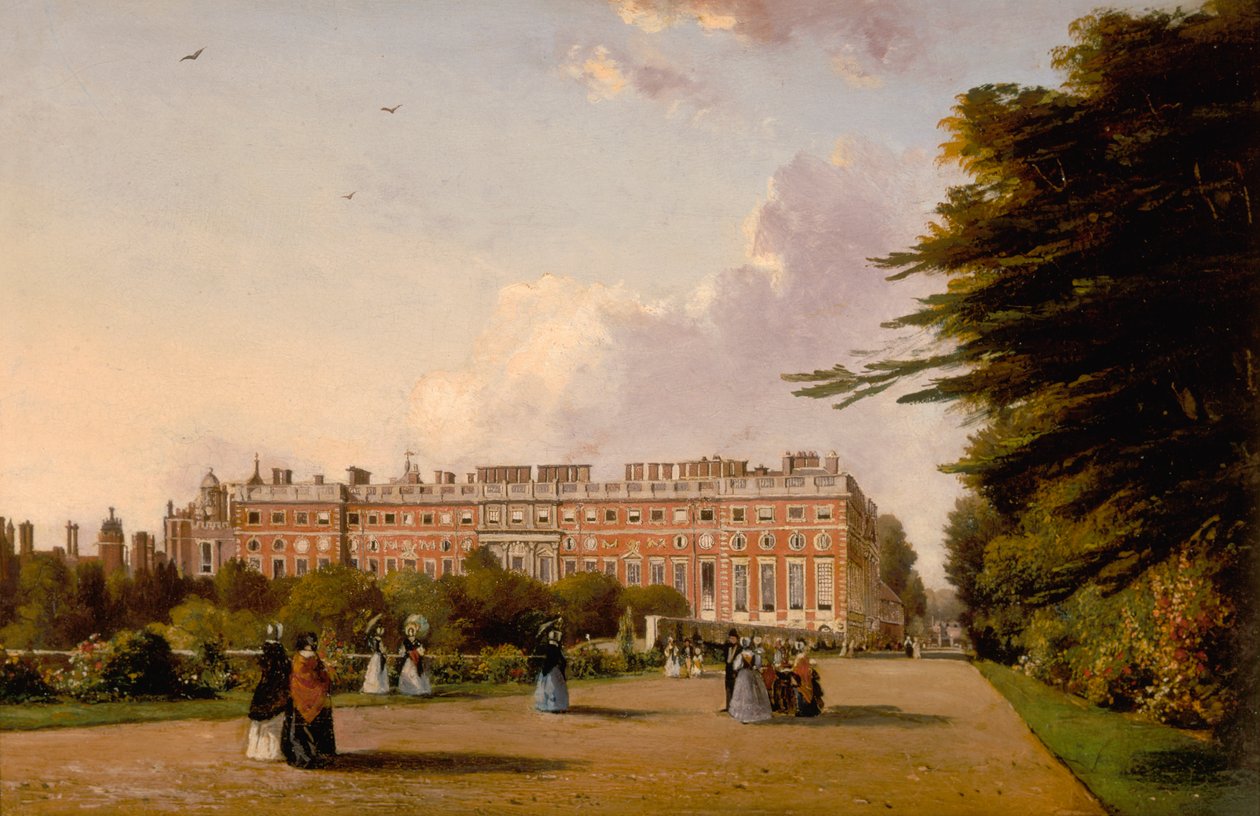 Vue de la Façade Sud du Palais de Hampton Court depuis le Broad Walk, c.1827-49 - George Hilditch