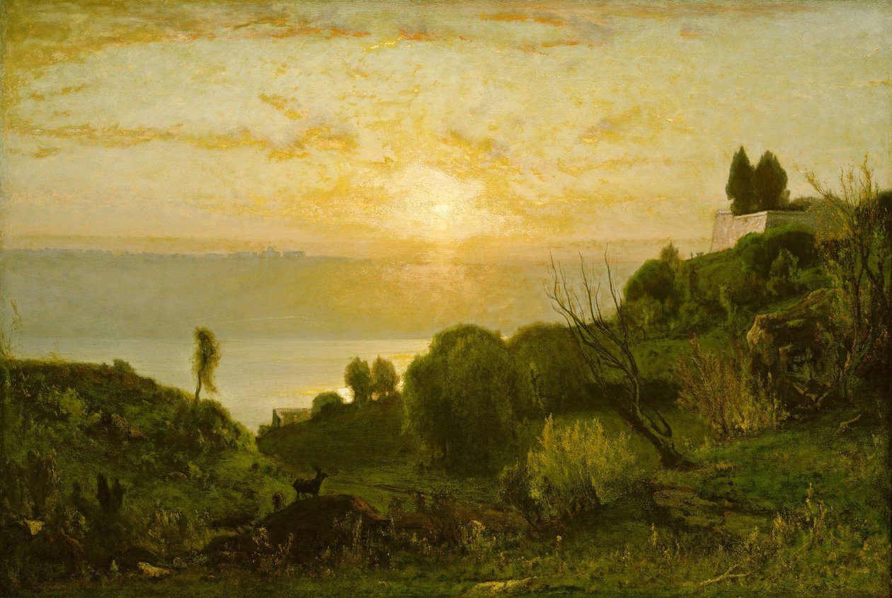 Lac Albano, Coucher de Soleil - George Inness