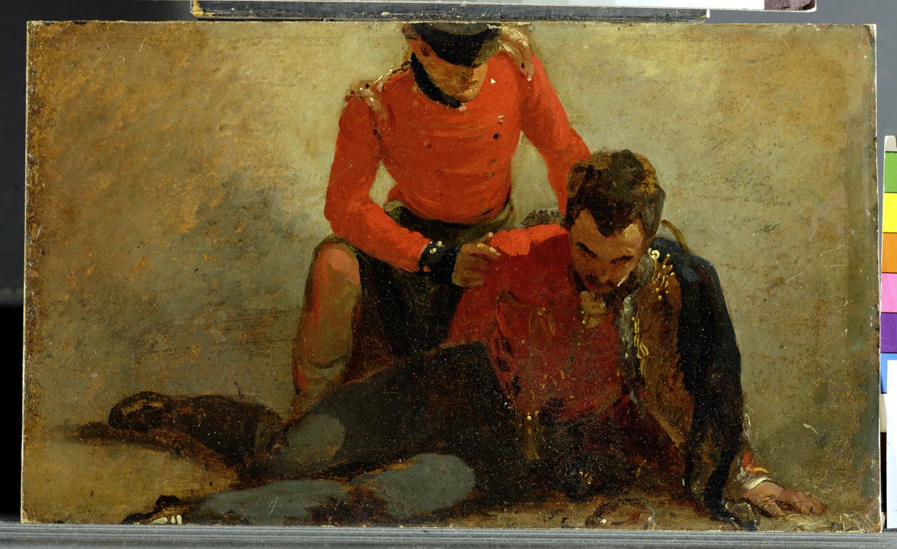 Un Highlander, Black Watch assistant un général de hussards, peut-être Lord Uxbridge : une étude pour 