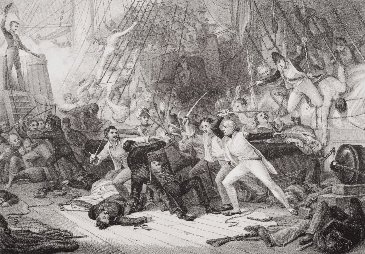 Nelson abordant le San Josef à la bataille de Saint-Vincent, 14 février 1797, tiré de 