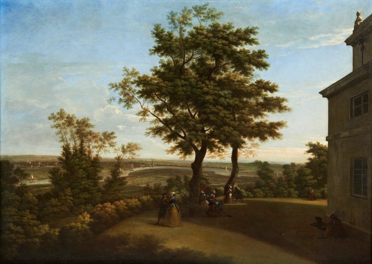 Westcombe House, vue de la terrasse, avec Londres au loin - George Lambert