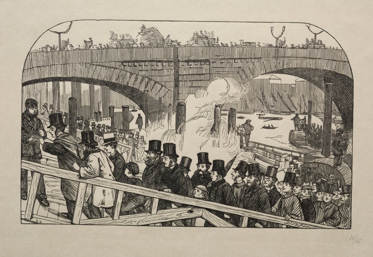 Le Courant vivant au Pont de Londres - Sous le Pont, 1863 - George Louis Palmella Busson Du Maurier