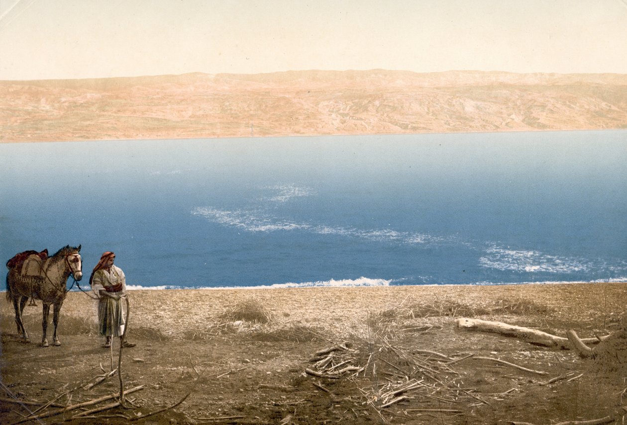 Homme avec cheval près de la mer Morte, vers 1890-1900 - Bartolome Esteban and studio Murillo