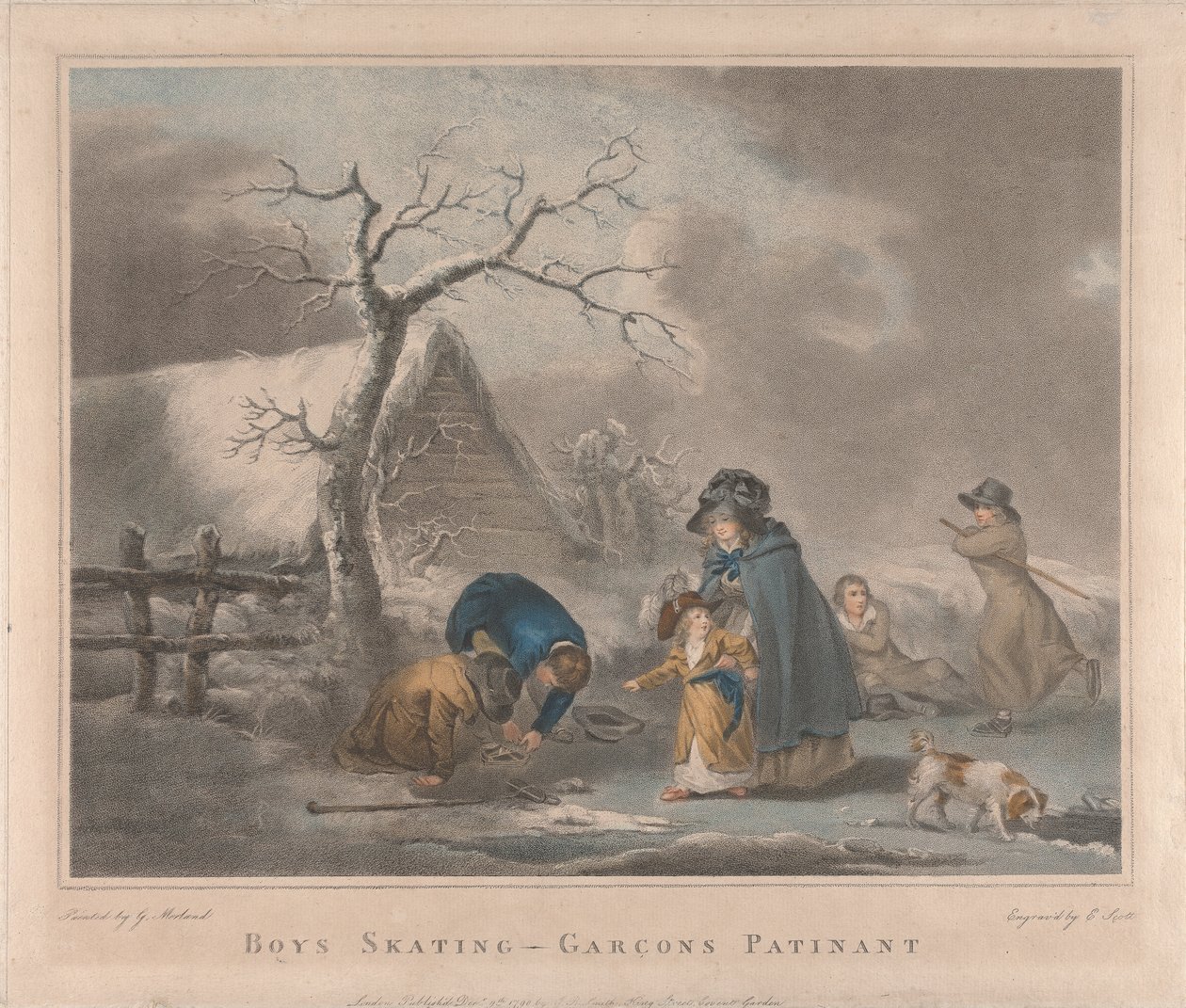 Ensemble de quatre : Garçons patinant - George Morland