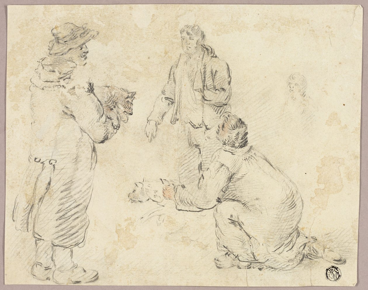 Trois hommes avec des chiens - George Morland