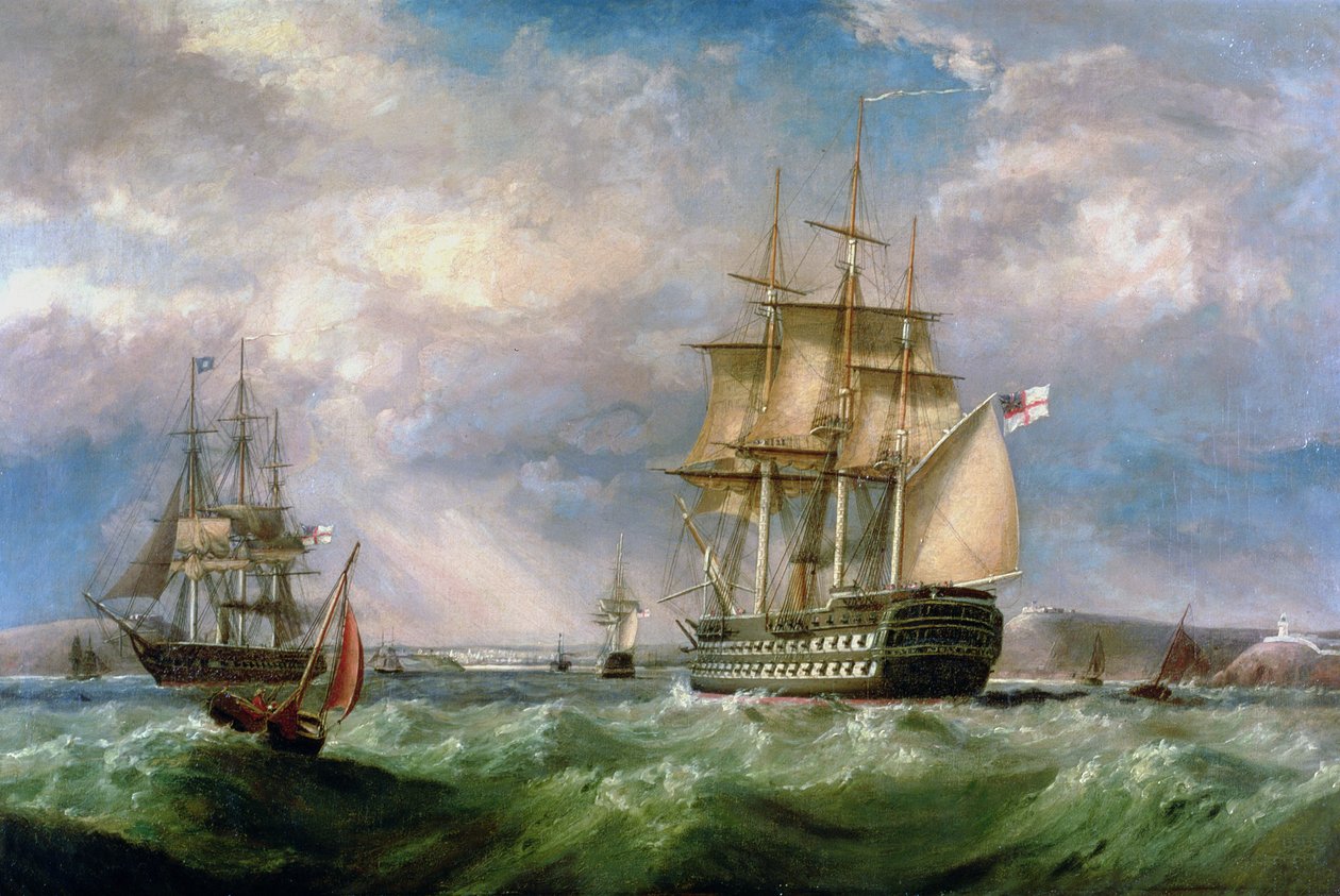 Navires de guerre britanniques entrant dans le port de Cork - George Mounsey Wheatley Atkinson