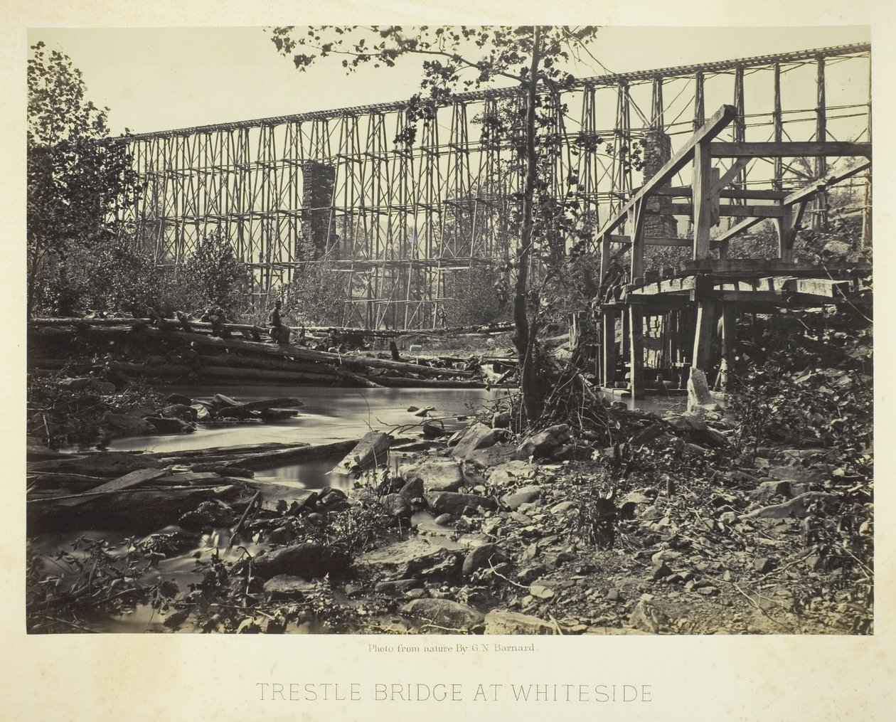 Pont à chevalets à Whiteside - George N. Barnard