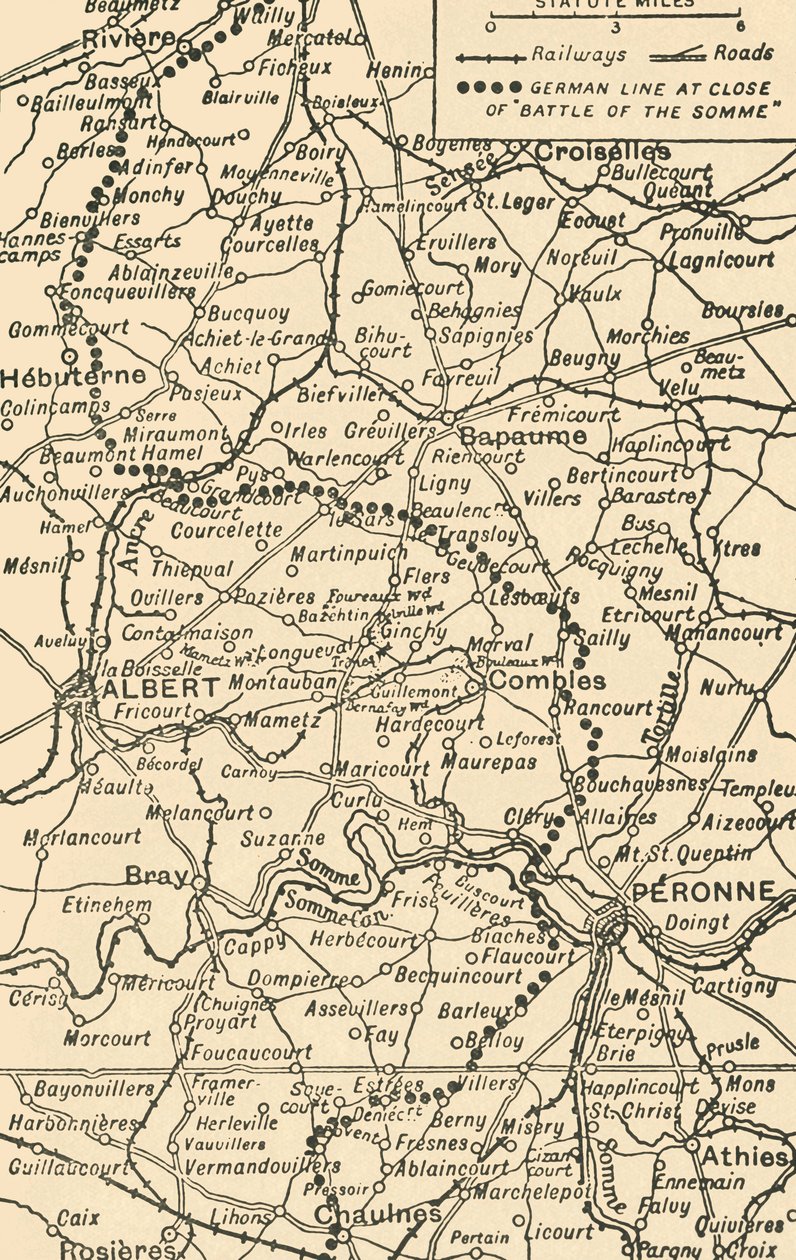 Carte pour illustrer la bataille de la Somme, 1919 - George Philip and Son Ltd