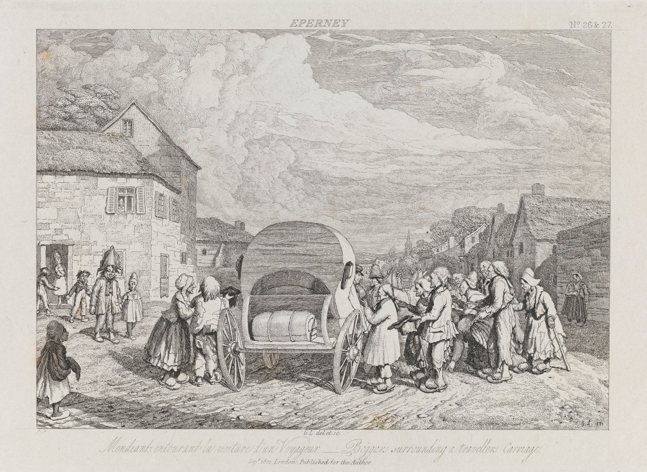 Mendiants, Épernay, vers 1821 - George Robert Lewis