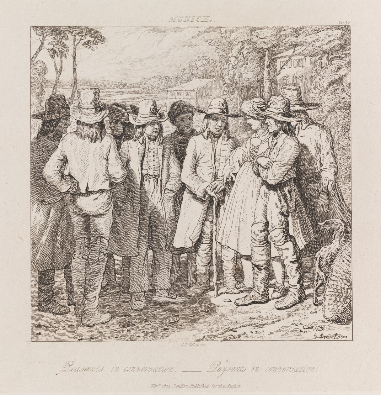 Paysans conversant, Munich, vers 1821 - George Robert Lewis