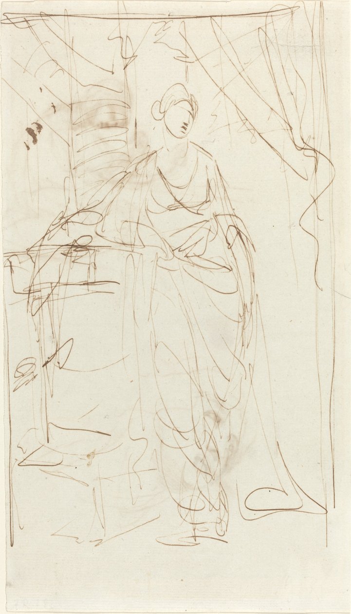 Une dame élégante en robe classique [recto] - George Romney