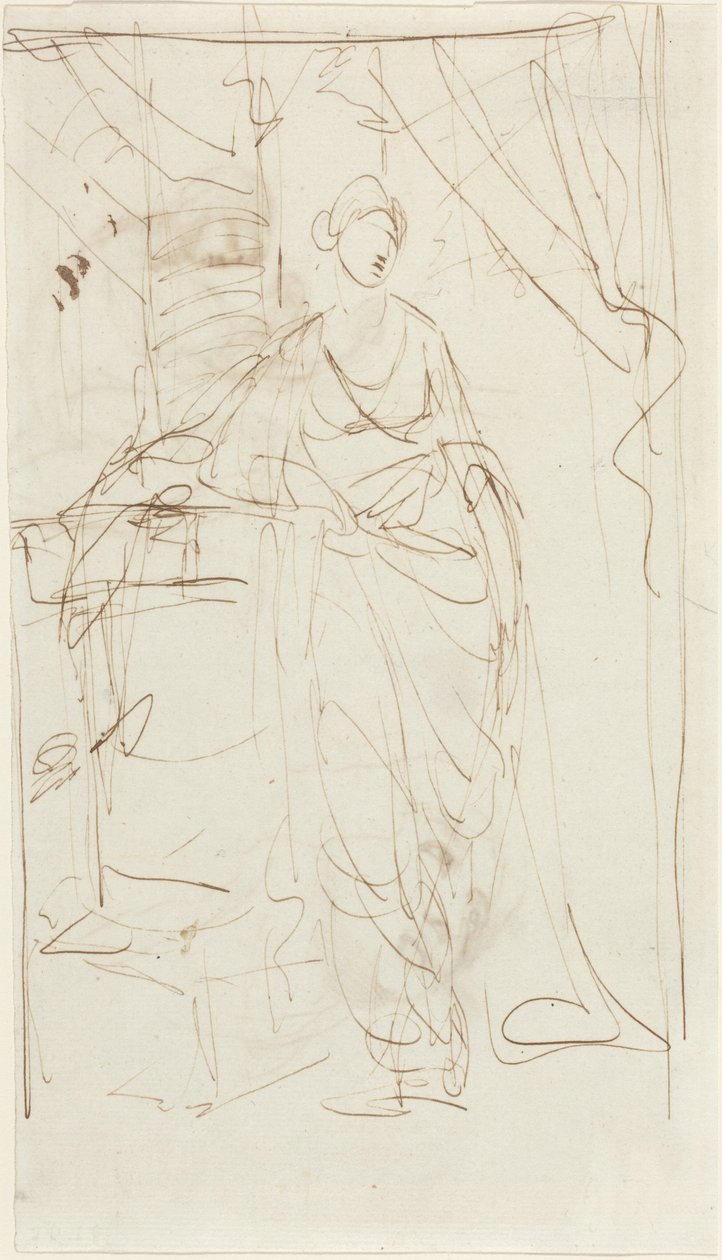 Une dame élégante en tenue classique [recto] - George Romney