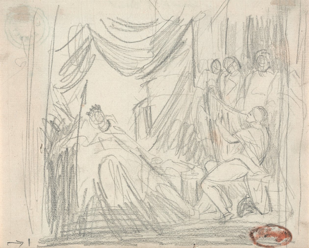 David jouant de la harpe pour le roi Saül - George Romney