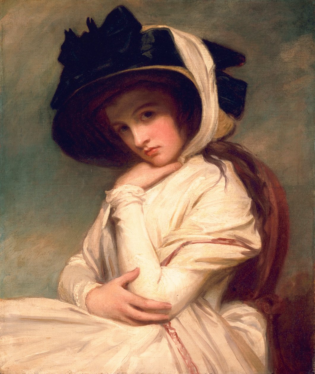 Emma Hart, plus tard Lady Hamilton, avec un chapeau de paille, c.1782-94 - George Romney