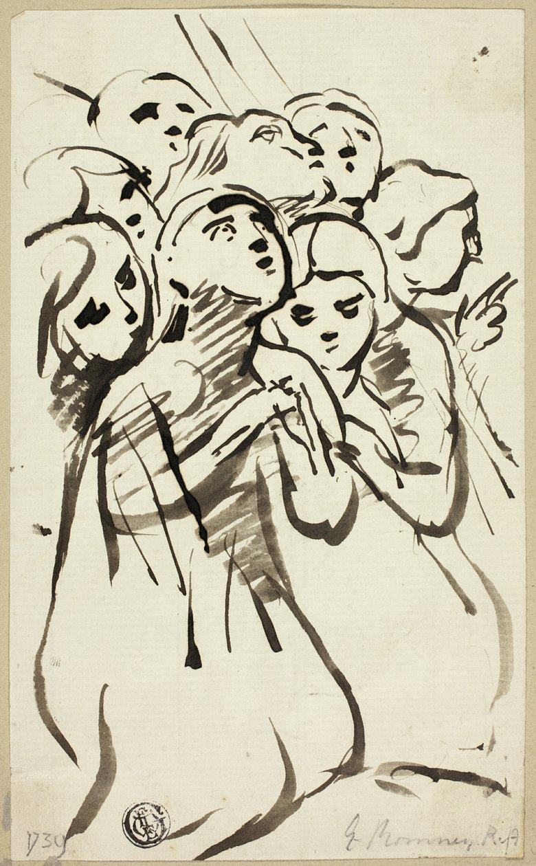 Figures agenouillées blotties ensemble - George Romney