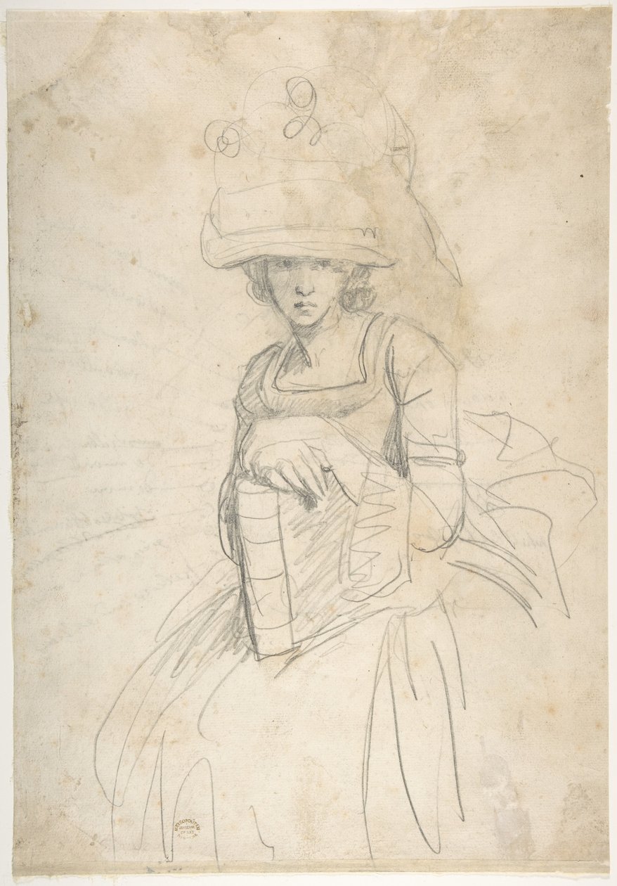 Dame tenant un livre (recto) ; Schéma de disposition des couleurs sur une palette (verso) - George Romney
