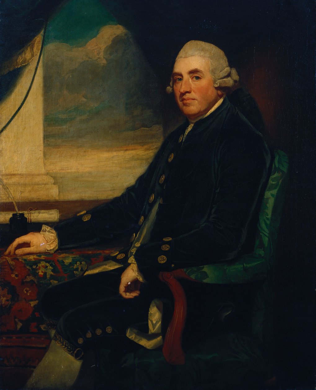 Portrait du Premier Comte de Farnham, assis, trois-quarts de longueur, près d