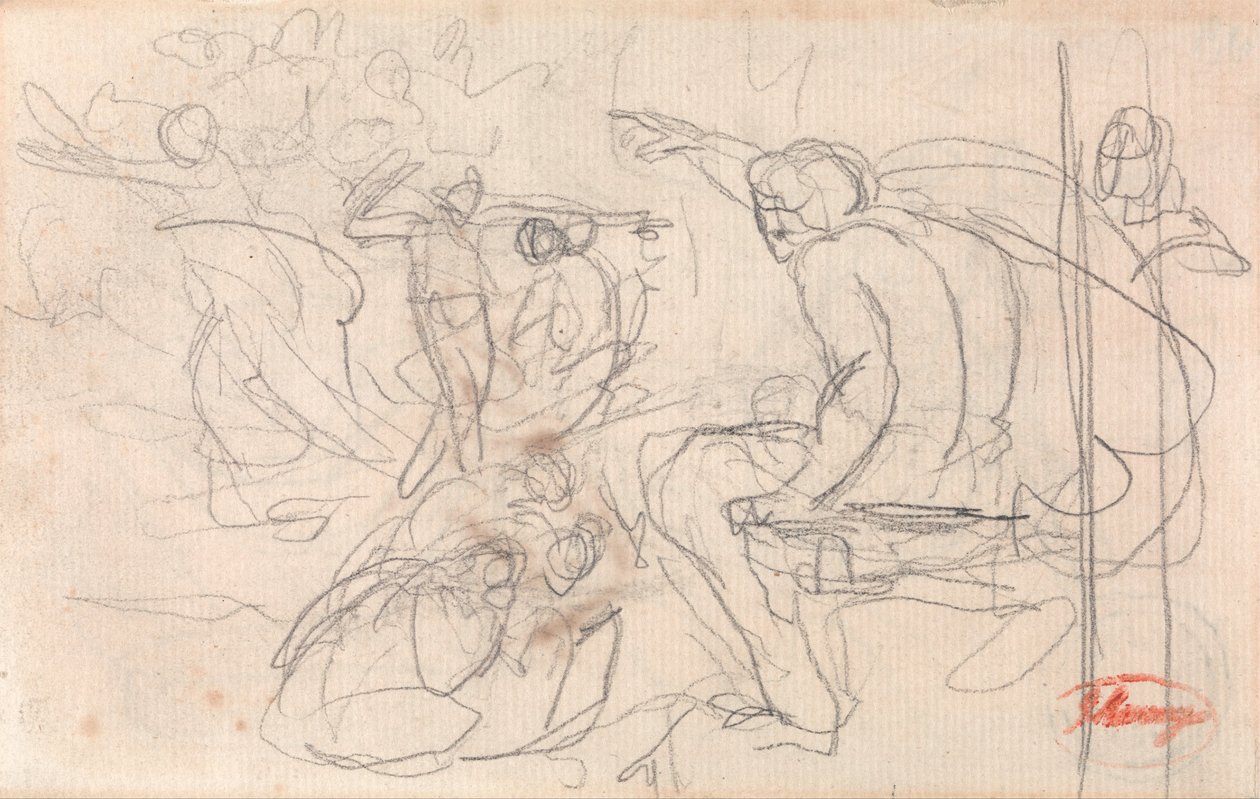 Figure possiblement assise prononçant un jugement sur une figure agenouillée - George Romney