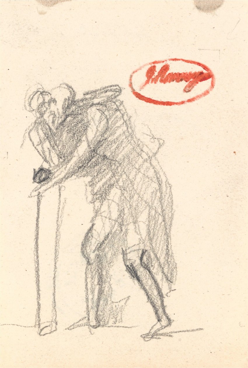 Peut-être une figure courbée tenant un bâton, tirée de « Old Age » - George Romney