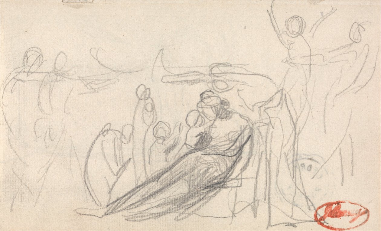Personnage couché avec des enfants et d
