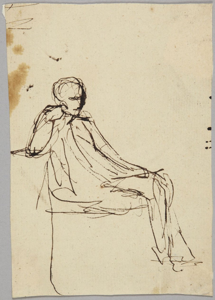 Figure masculine assise, étude de portrait - George Romney