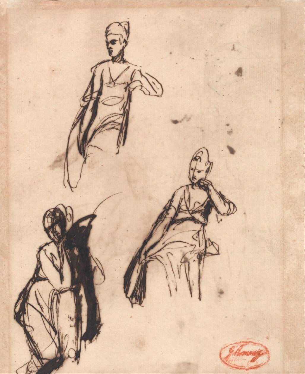 Femme assise : Trois poses - George Romney