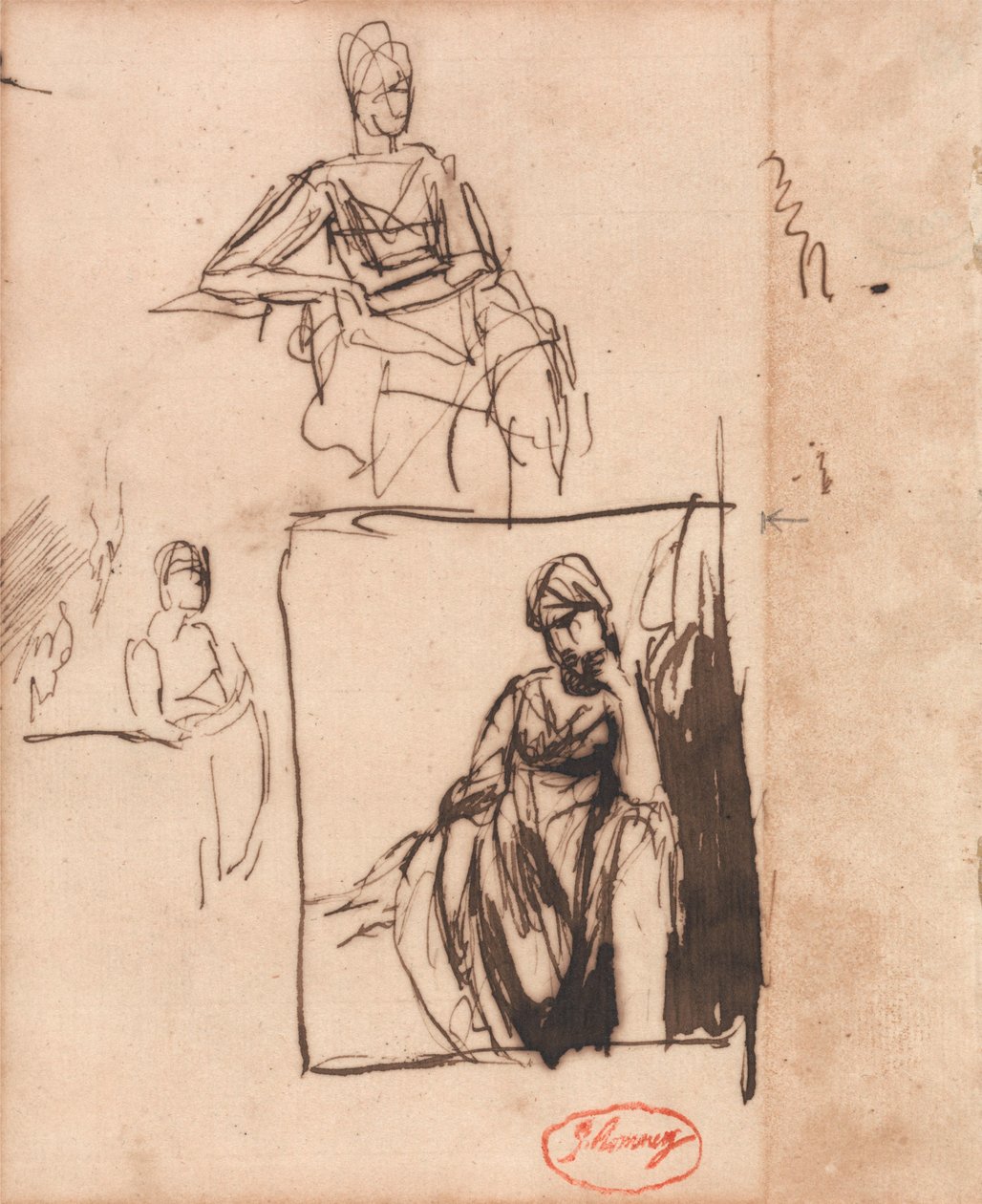 Femme assise : trois poses - George Romney