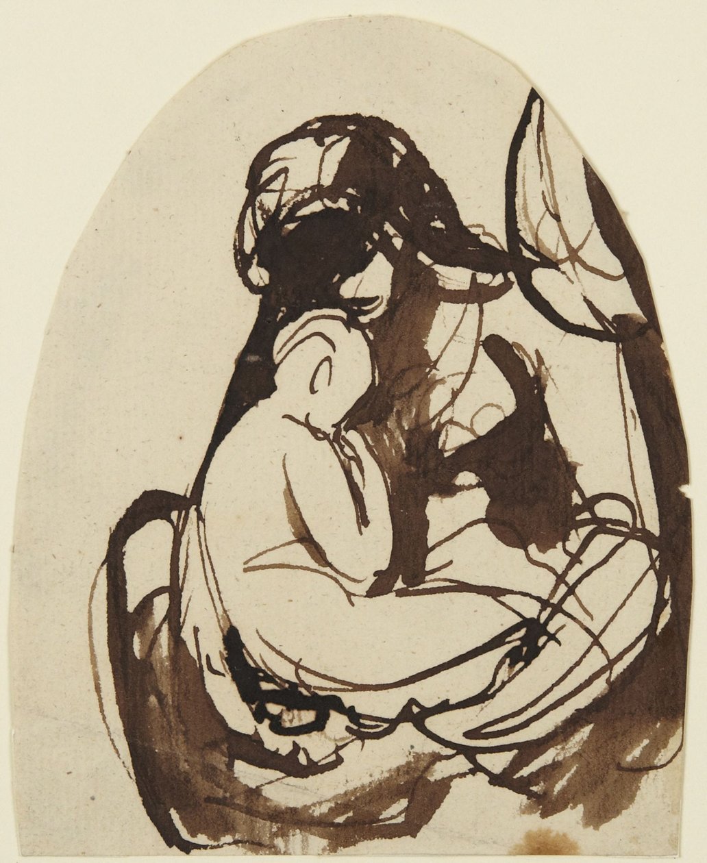 Femme assise tenant un enfant dans ses bras - George Romney