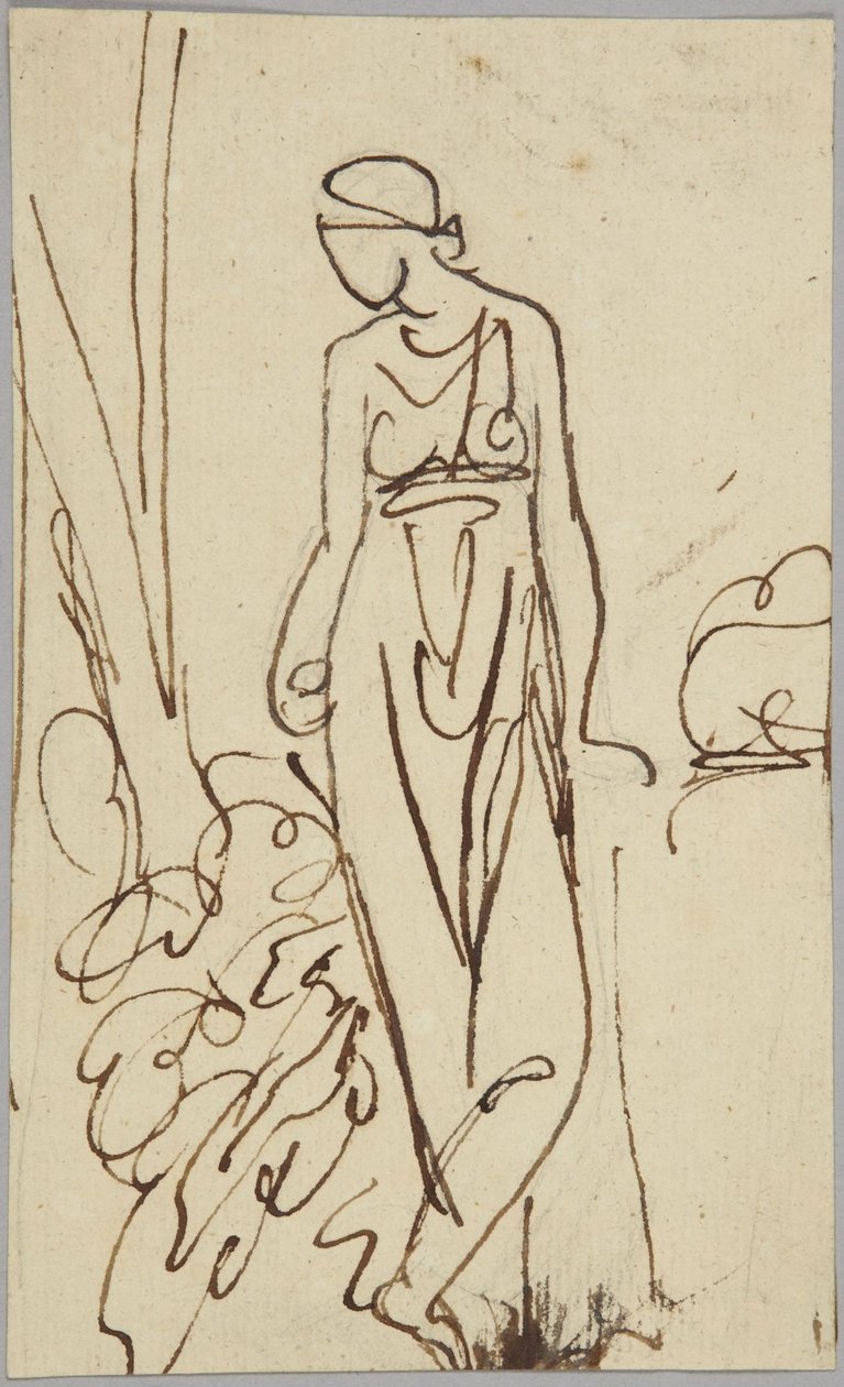 Figure féminine debout, étude de portrait - George Romney