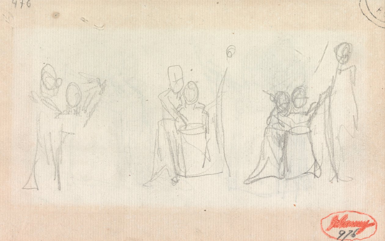Trois études pour un portrait de femme avec deux enfants - George Romney