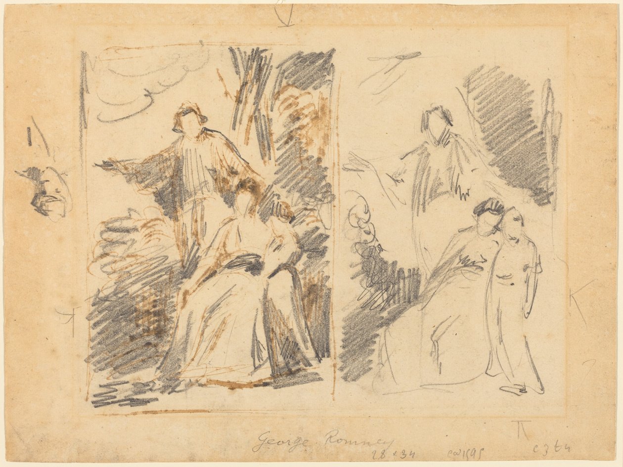 Deux études pour un portrait de la famille Warren - George Romney