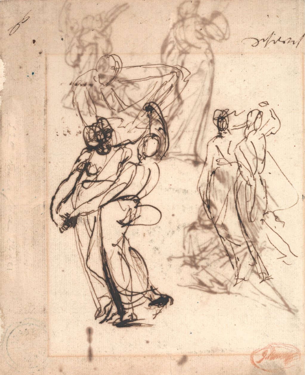Deux études sur des couples de danseurs - George Romney