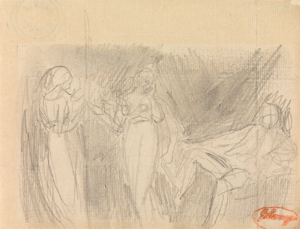 Deux femmes et un homme assis - George Romney