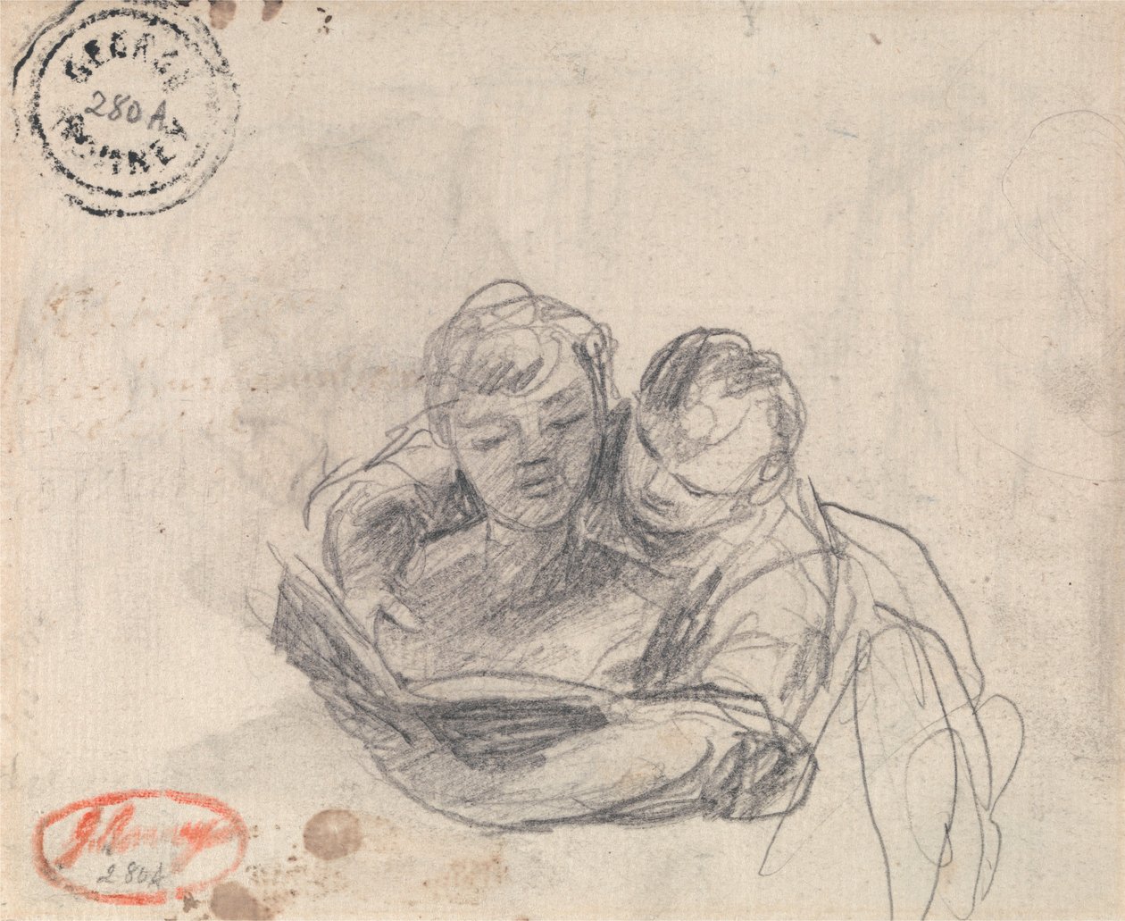 Une femme apprend à lire à un enfant - George Romney