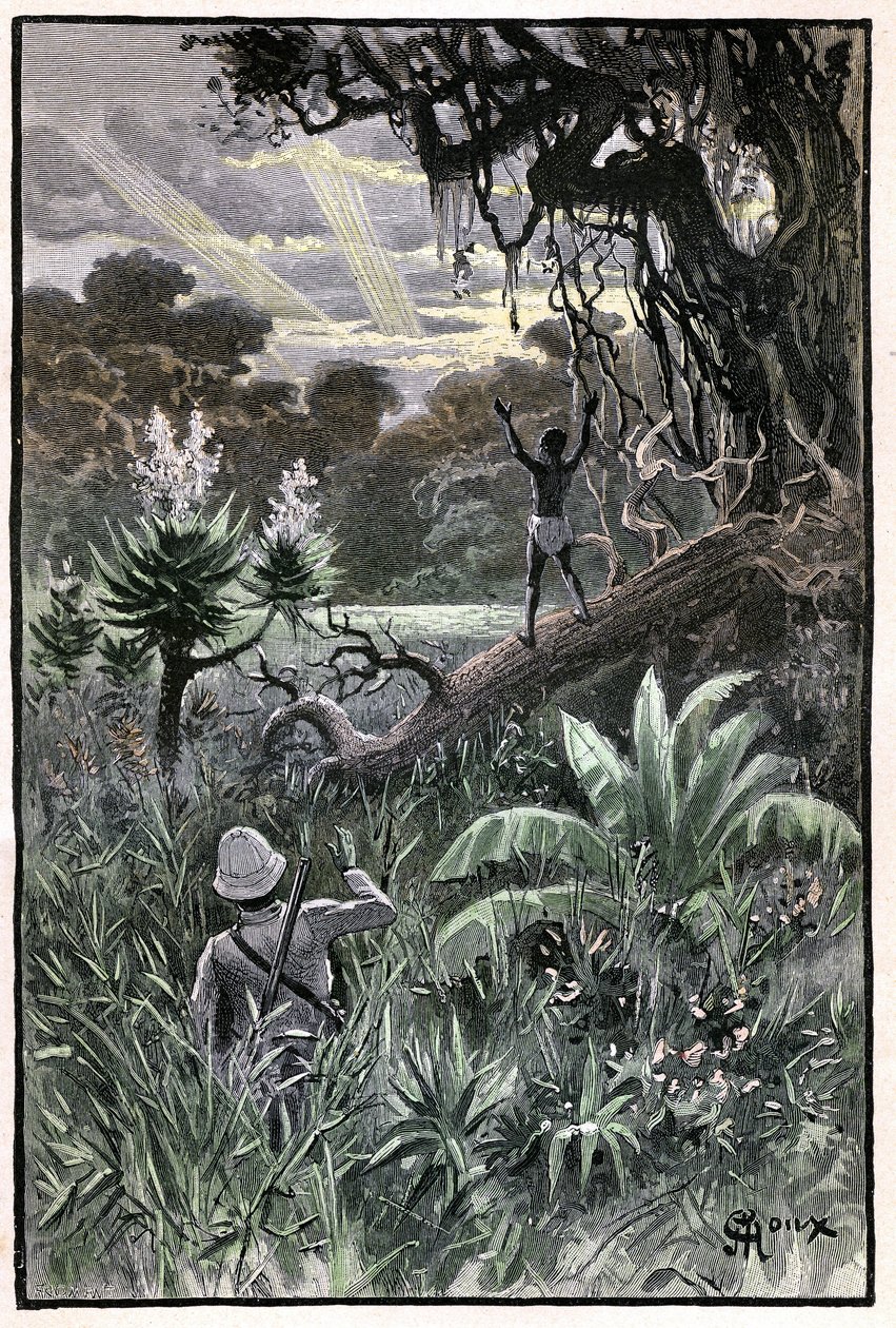 Illustration de George Roux pour le livre de Jules Verne 