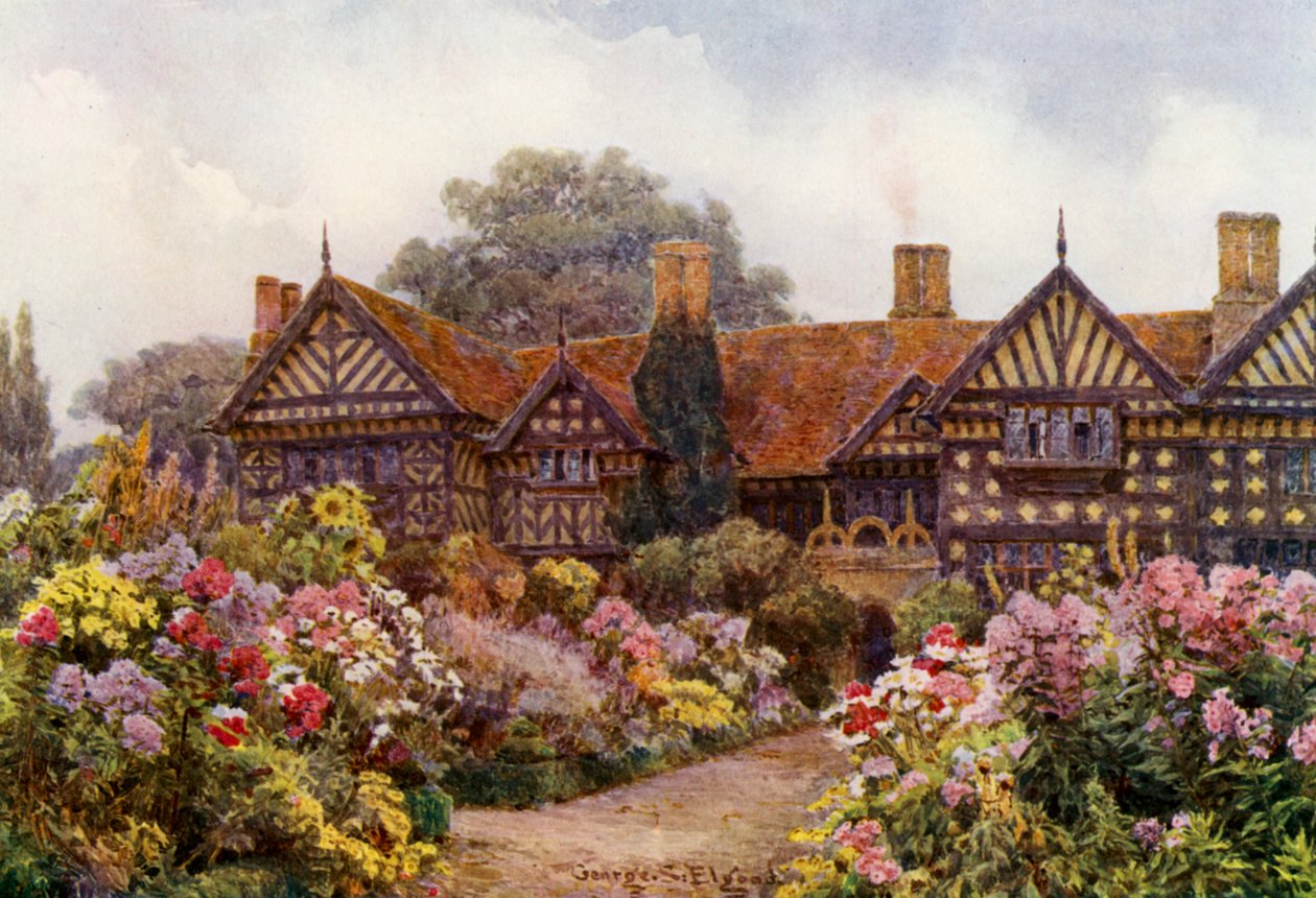 Speke Hall, Lancashire (lithographie couleur) - George Samuel Elgood