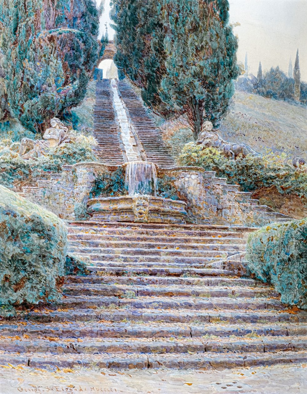 La cascade à Villa Cicogna, Italie 1901 - George Samuel Elgood