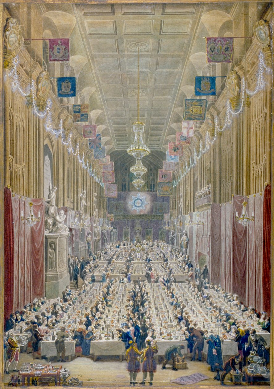 Vue du dîner du Lord Maire au Guildhall, Londres, 1828 - George Scharf