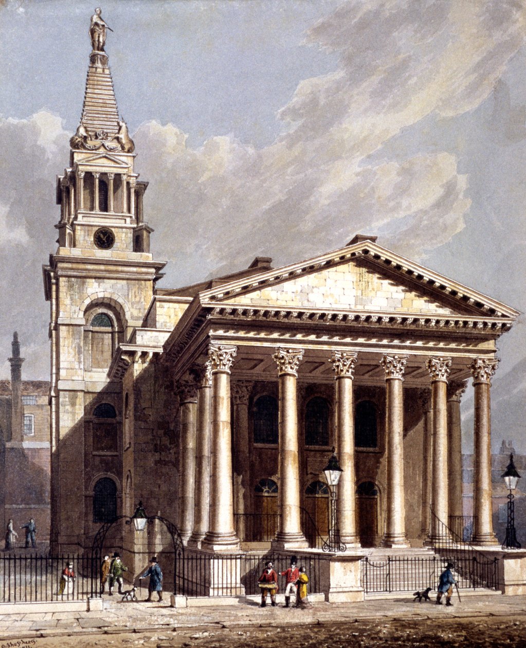 Saint George, Bloomsbury, Holborn, Londres, 1811 - George Shepherd