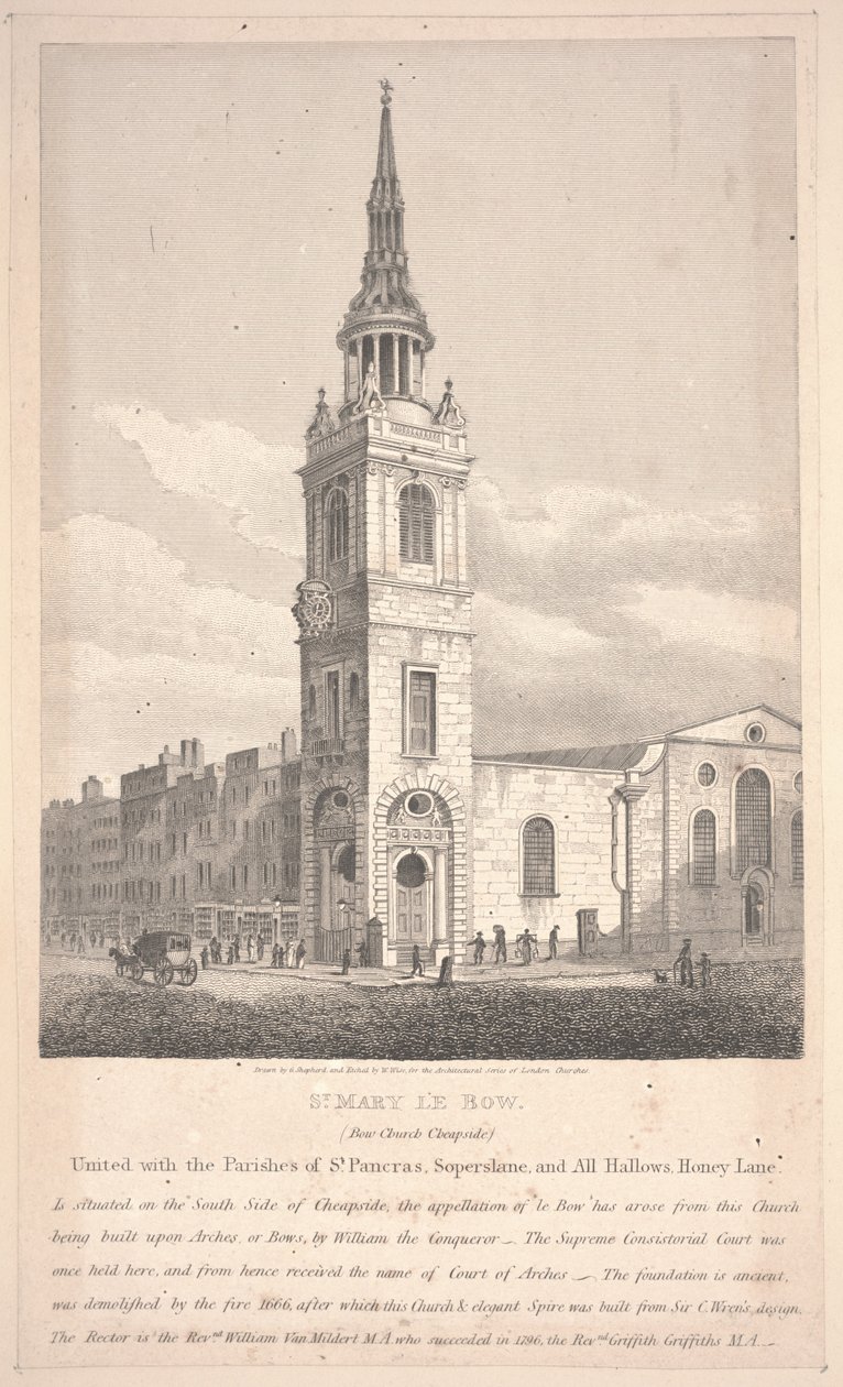 St. Mary Le Bow, gravé par William Wise - George Shepherd