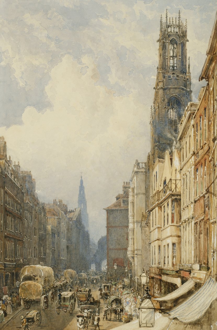 Fleet Street vers Temple Bar avec Old St. Dunstans et St. Clement Danes, 1834 - George Sidney Shepherd