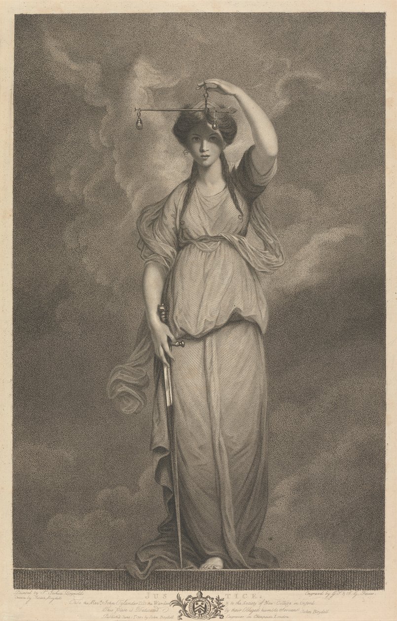 Fenêtre ouest de la chapelle, New College Oxford : Les Vertus - Justice - George Siegmund Facius
