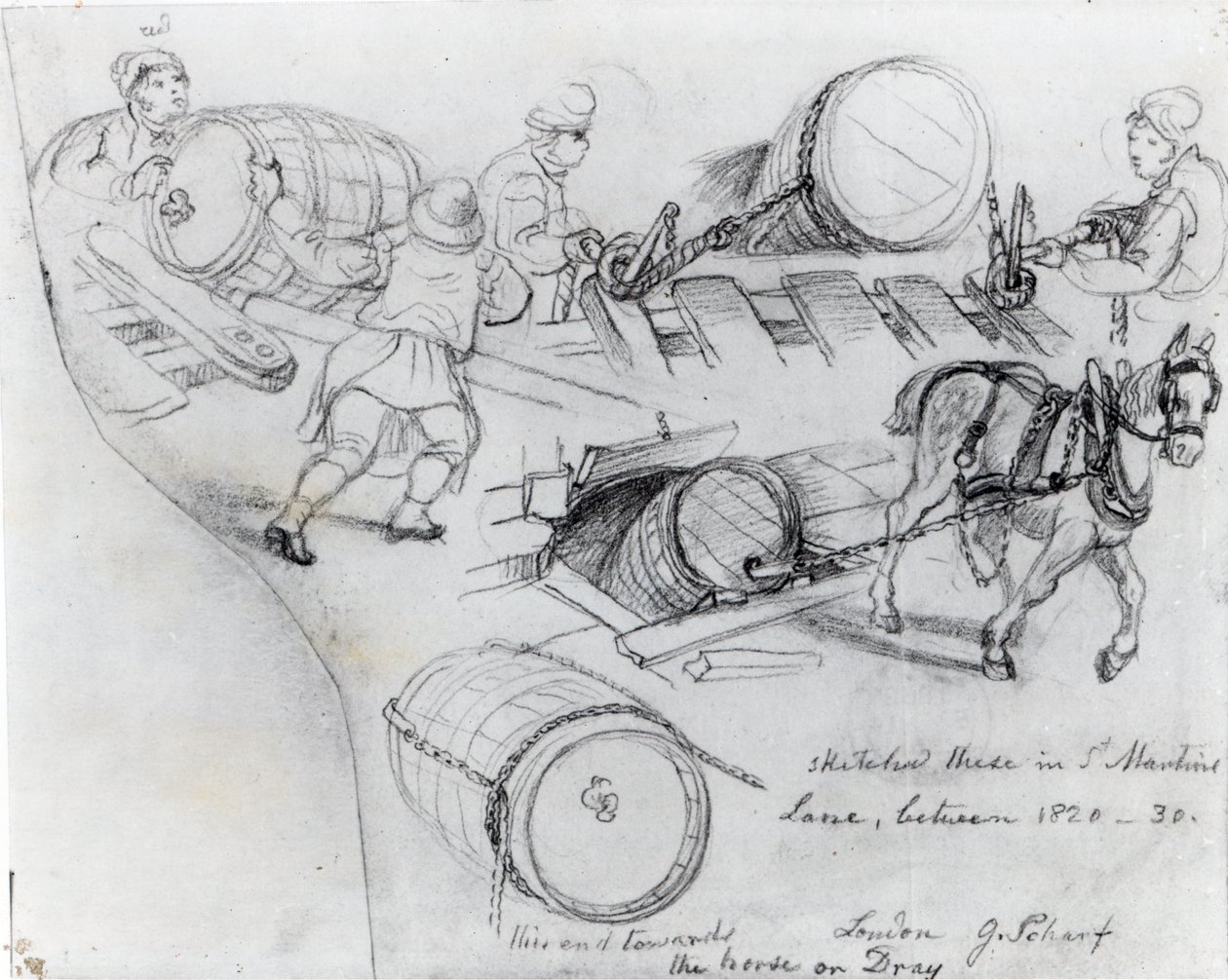 Charretiers et cheval, vers 1820-30 - George Snr Scharf