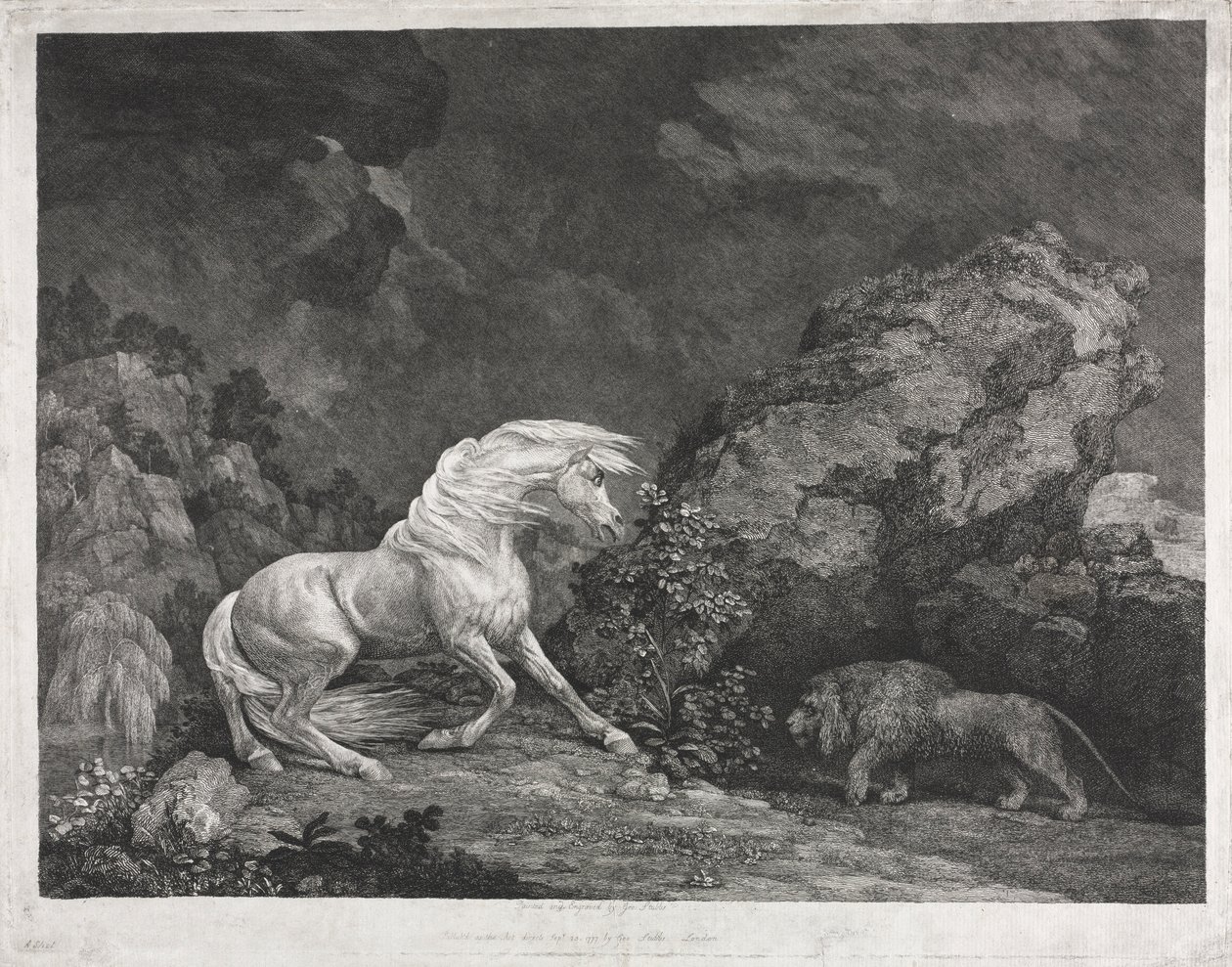Un cheval effrayé par un lion, 1777 - George Stubbs