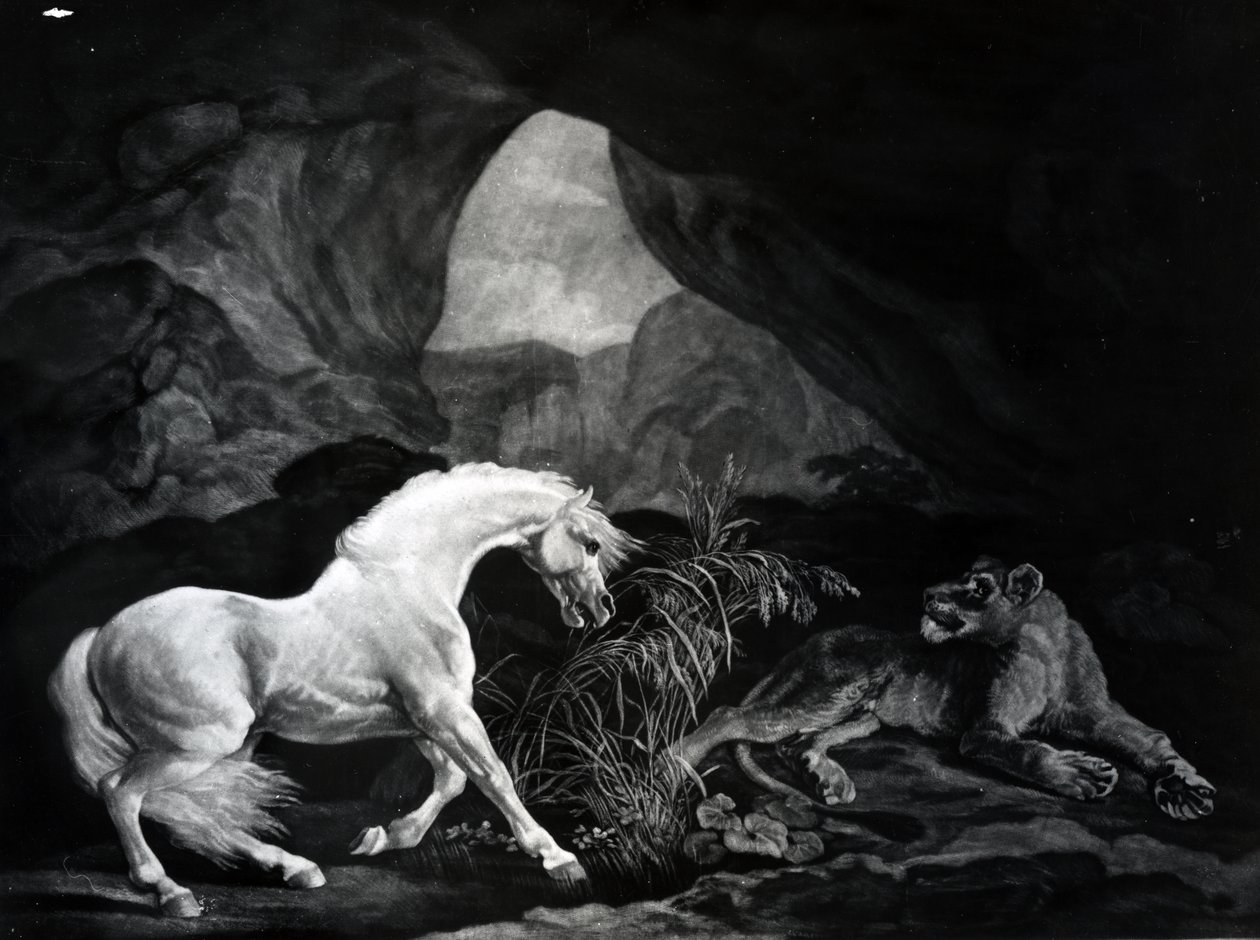 Un cheval effrayé par une lionne, gravé par Benjamin Green, 1774 - George Stubbs