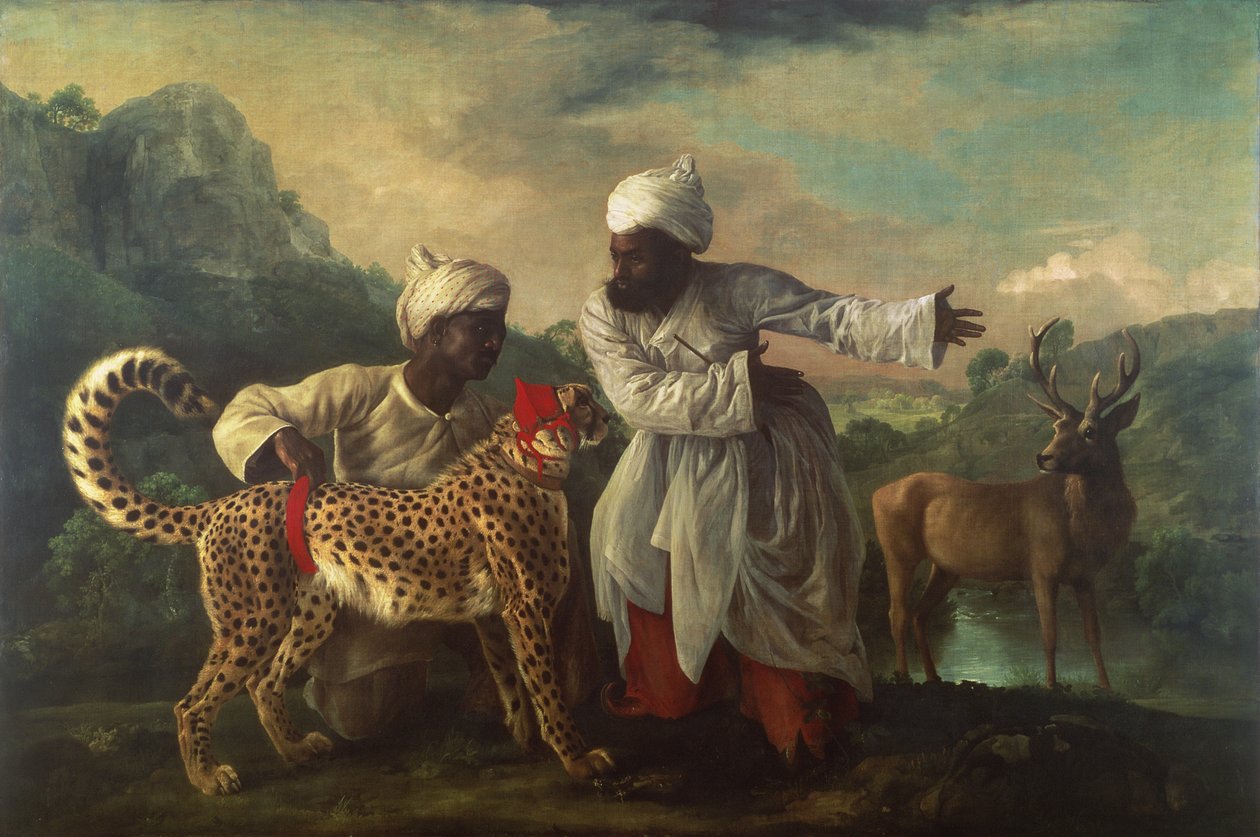 Guépard et cerf avec deux Indiens, c.1765 - George Stubbs