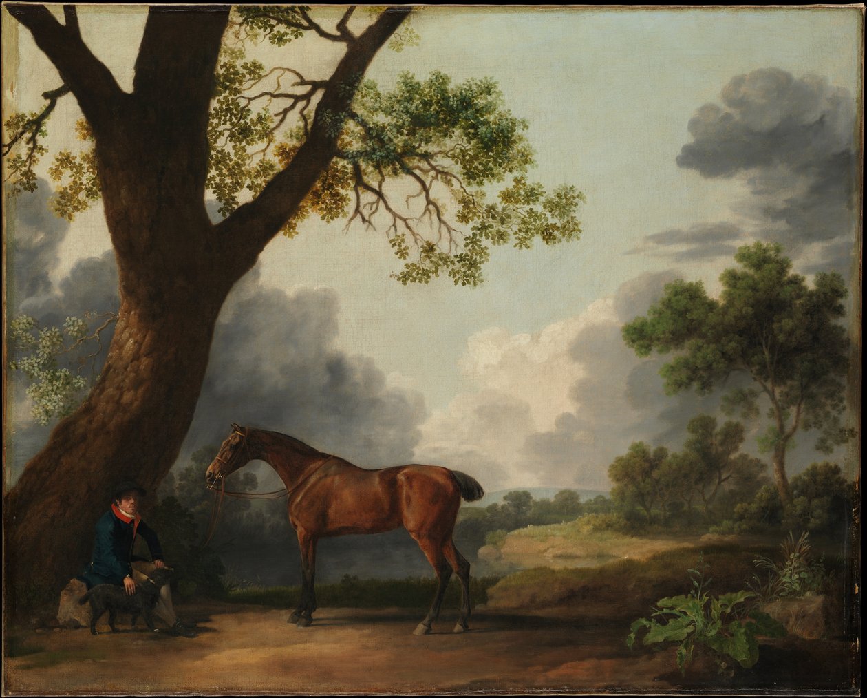 Le cheval de chasse du troisième duc de Dorset avec un palefrenier et un chien - George Stubbs