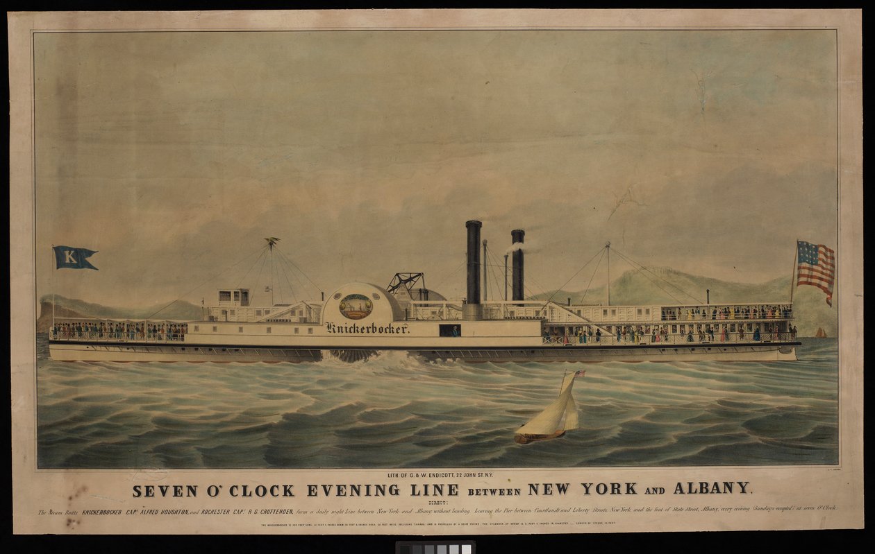 Ligne du soir de sept heures entre New York et Albany, Direct: Les bateaux à vapeur Knickerbocker et Rochester - George T. (after) Sanford